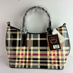 Diophy NWT Plaid Vegan-Approved Double Handle Purse